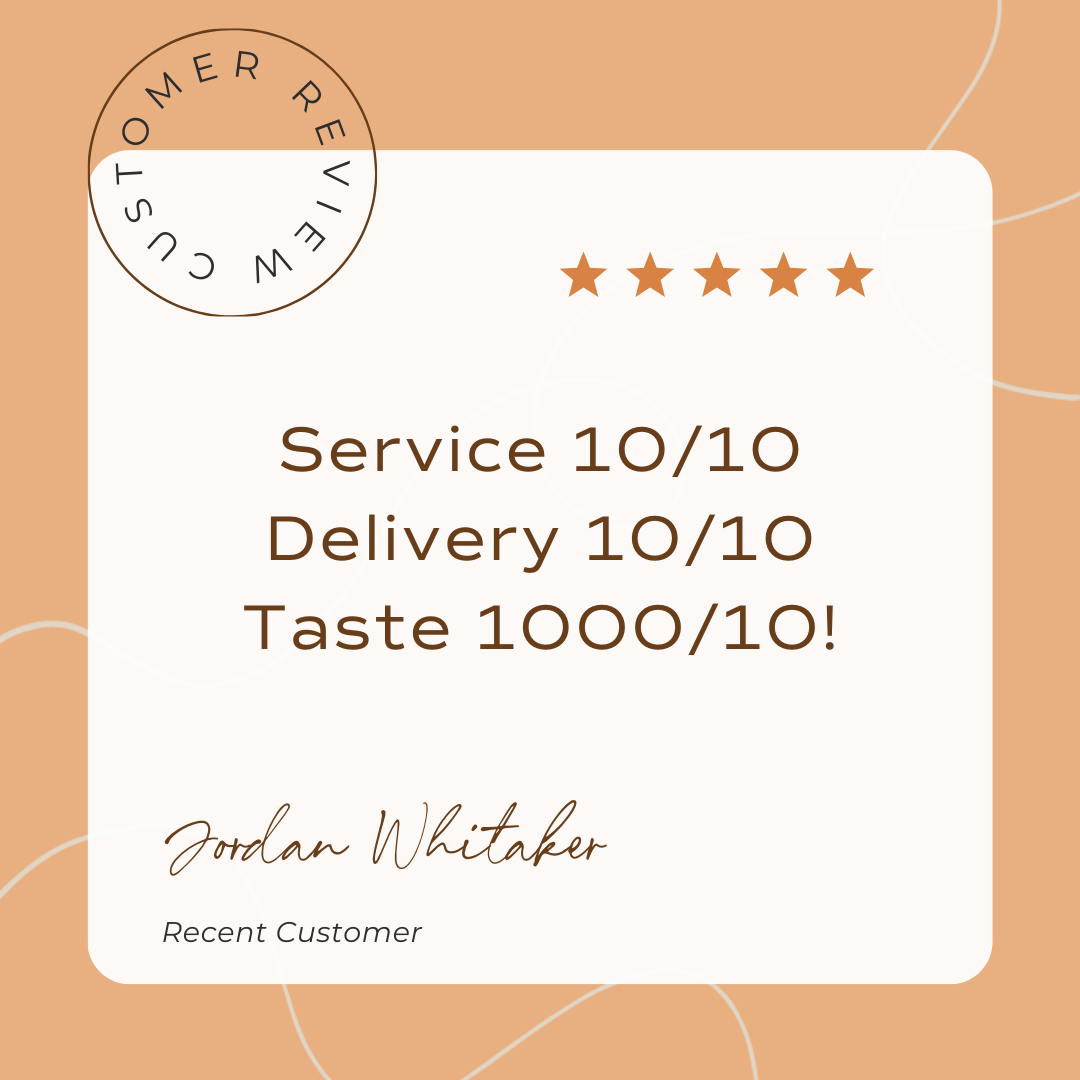 5 star customer review from Jordan Whitaker