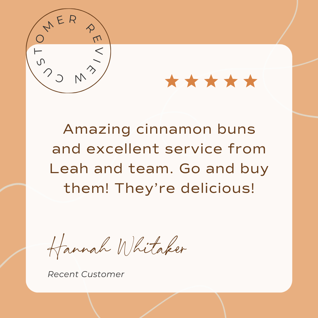 5 star review from Hannah Whitaker for Buns of Joy